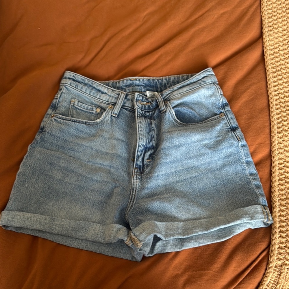 Blue Jean Shorts High-Waisted Cuffed